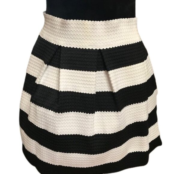 Lore Women's Contrast Black & White Stripes A- Line Skirt Size Large - Picture 3 of 6